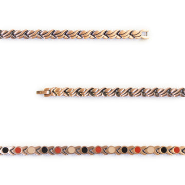 Close-up of Sundance copper bracelet showing detailed wave links.